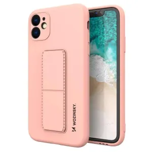 Wozinsky Kickstand Case silikonové pouzdro se stojánkem iPhone 12 Pro růžové