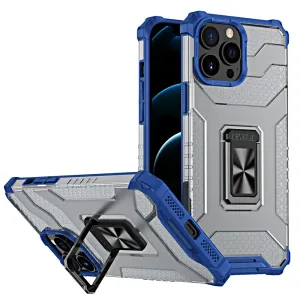 Hurtel Crystal Ring Case obrněný hybridní kryt + magnetický držák iPhone 13 Pro modrý