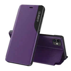 Hurtel Eco Leather View Case elegantní pouzdro s flipovým krytem a funkcí stojánku iPhone 13 Pro fialové