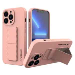 Wozinsky Kickstand Case silikonové pouzdro se stojánkem iPhone 13 růžové