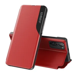 Hurtel Eco Leather View Case elegantní pouzdro s flipovým krytem a funkcí stojánku Xiaomi Redmi K40 Pro+ / K40 Pro / K40 / Poco F3 červené