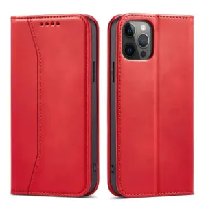 MG Magnet Fancy knížkové kožené pouzdro na iPhone 12 Pro Max, červené