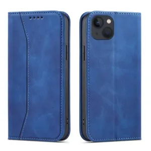 MG Magnet Fancy knížkové kožené pouzdro na iPhone 13, modré