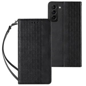 MG Magnet Strap knížkové kožené pouzdro na Samsung Galaxy S22, černé