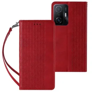 MG Magnet Strap knížkové kožené pouzdro na Xiaomi Redmi Note 11 Pro 4G/5G, červené