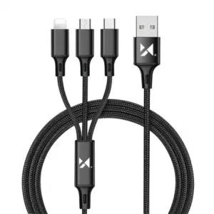 MG 3in1 kabel USB - USB-C/ Micro USB / Lightning 2.8A 1.25m, černý
