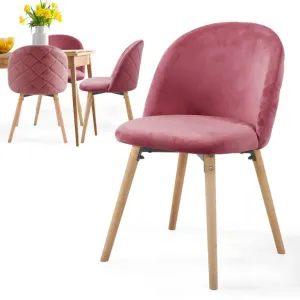 Miadomodo 80665 Miadomodo Sada jídelních židlí sametové, růžová, 4 kusy