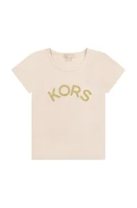 Dětské bavlněné tričko Michael Kors béžová barva