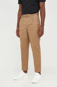 Kalhoty Michael Kors pánské, hnědá barva, jednoduché #3533368