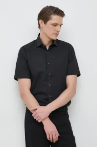 Košile Michael Kors pánská, černá barva, slim, s klasickým límcem