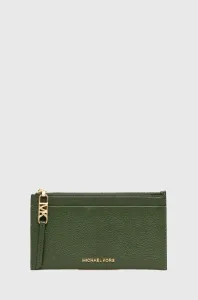 Kožená peněženka MICHAEL Michael Kors zelená barva