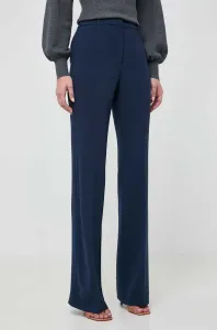Kalhoty MICHAEL Michael Kors dámské, tmavomodrá barva, široké, high waist #5686123