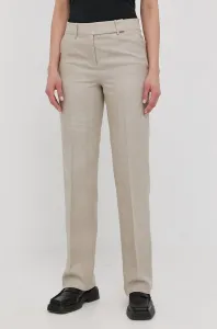 Plátěné kalhoty MICHAEL Michael Kors dámské, béžová barva, široké, high waist #1991561