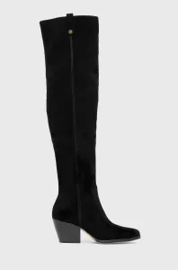 Semišové boty MICHAEL Michael Kors Harlow dámské, černá barva, na podpatku