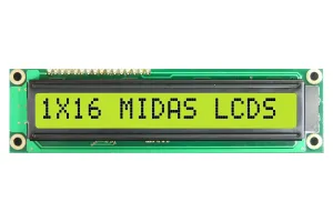 Midas Displays Mc11608A6W1-Sptly Alphanumeric Display, Stn, 8.06Mm, Cob