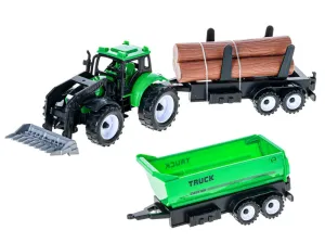 MIKRO TRADING - Traktor nakladač 17cm s vlečkou a dřevem