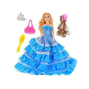 Mikro Trading Panenka princezna, modrá, 29 cm, s doplňky, v krabičce