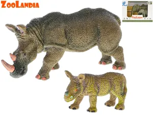 MIKRO TRADING - Zoolandia nosorožec/slon s mládětem 7-14cm v krabičce, Mix produktů