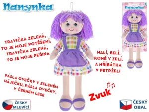 MIKRO TRADING - Panenka Nanynka fialová 50cm měkké tělo na baterie česky mluvící a zpívající 0m+ na kartě