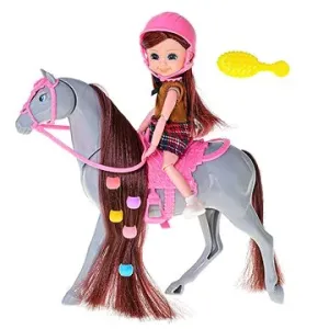 MIKRO-TRADING Panenka jezdkyně 16 cm s koněm 25,5 cm a doplňky