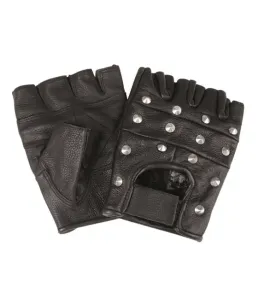 Mil-tec biker rukavice bez prstů s nýty, černé - XL