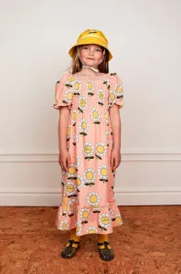 Dětské bavlněné šaty Mini Rodini růžová barva, maxi, áčková