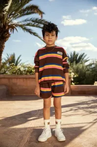 Dětské bavlněné šortky Mini Rodini hnědá barva, vzorované #4944372