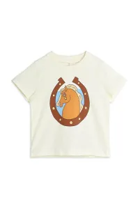 Dětské tričko Mini Rodini béžová barva, s potiskem