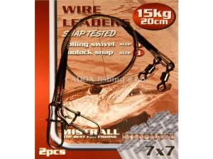 Mistrall Ocelové lanko Wire Leaders 1x7 20cm, 2ks - 20kg