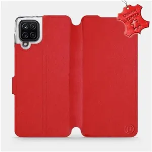 Flip pouzdro na mobil Samsung Galaxy A12 - Červené - kožené -   Red Leather