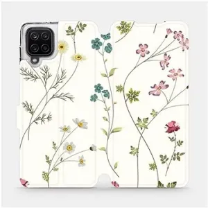 Flipové pouzdro na mobil Samsung Galaxy A12 - MD03S Tenké rostlinky s květy