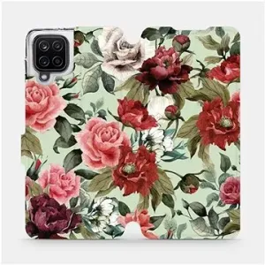 Flipové pouzdro na mobil Samsung Galaxy A12 - MD06P Růže a květy na světle zeleném pozadí