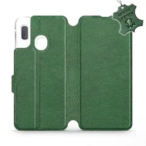 Flip pouzdro na mobil Samsung Galaxy A20e - Zelené - kožené -   Green Leather