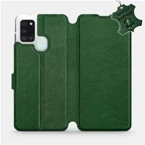 Flip pouzdro na mobil Samsung Galaxy A21S - Zelené - kožené -   Green Leather