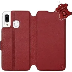 Flip pouzdro na mobil Samsung Galaxy A40 - Tmavě červené - kožené -   Dark Red Leather