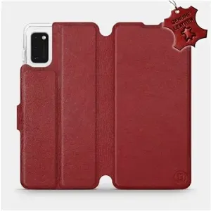 Flip pouzdro na mobil Samsung Galaxy A41 - Tmavě červené - kožené -   Dark Red Leather