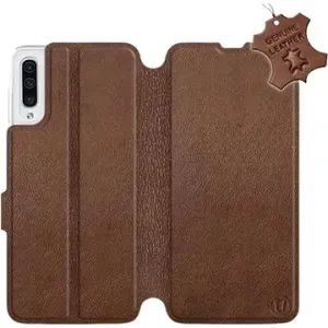 Flip pouzdro na mobil Samsung Galaxy A50 - Hnědé - kožené -  Brown Leather