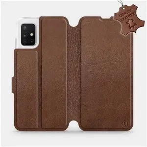 Flip pouzdro na mobil Samsung Galaxy A51 - Hnědé - kožené -  Brown Leather
