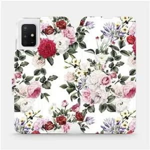 Flipové pouzdro na mobil Samsung Galaxy A51 - MD01S Růže na bílé