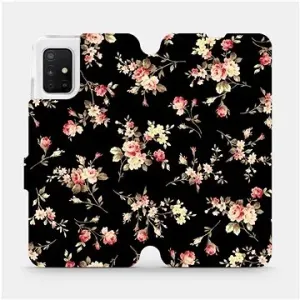 Flipové pouzdro na mobil Samsung Galaxy A51 - VD02S Květy na černé