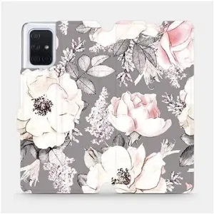 Flipové pouzdro na mobil Samsung Galaxy A71 - MX06S Květy na šedém pozadí
