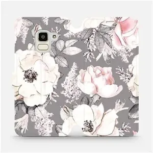 Flipové pouzdro na mobil Samsung Galaxy J6 2018 - MX06S Květy na šedém pozadí