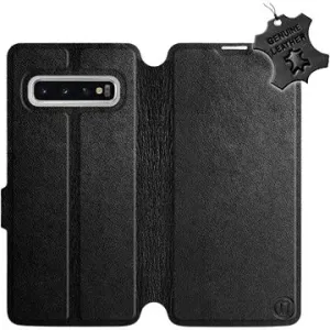 Flip pouzdro na mobil Samsung Galaxy S10 - Černé - kožené - Black Leather