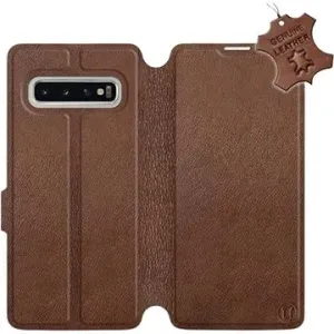Flip pouzdro na mobil Samsung Galaxy S10 - Hnědé - kožené -  Brown Leather
