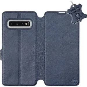 Flip pouzdro na mobil Samsung Galaxy S10 - Modré - kožené -   Blue Leather
