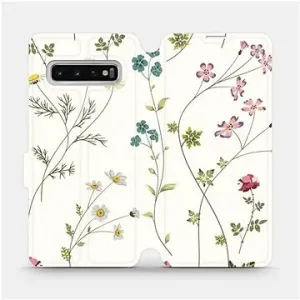 Flipové pouzdro na mobil Samsung Galaxy S10 - MD03S Tenké rostlinky s květy