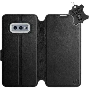 Flip pouzdro na mobil Samsung Galaxy S10e - Černé - kožené - Black Leather