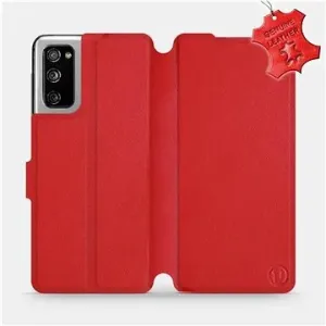 Flipové pouzdro na mobil Samsung Galaxy S20 FE - Červené - kožené -   Red Leather