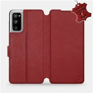 Flipové pouzdro na mobil Samsung Galaxy S20 FE - Tmavě červené - kožené -   Dark Red Leather