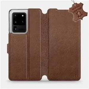 Flip pouzdro na mobil Samsung Galaxy S20 Ultra - Hnědé - kožené -  Brown Leather